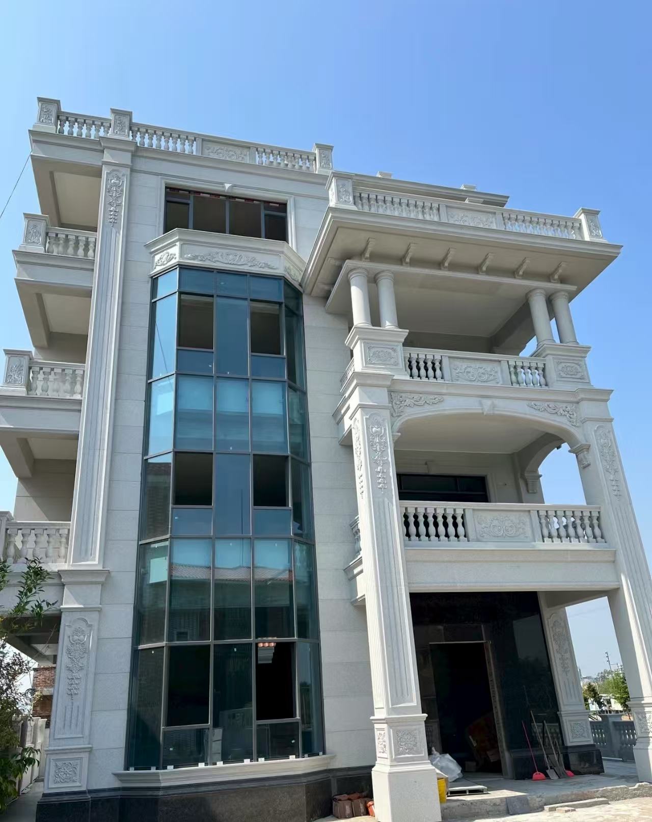 鹤壁 芝麻白花岗岩别墅外墙干挂效果展示